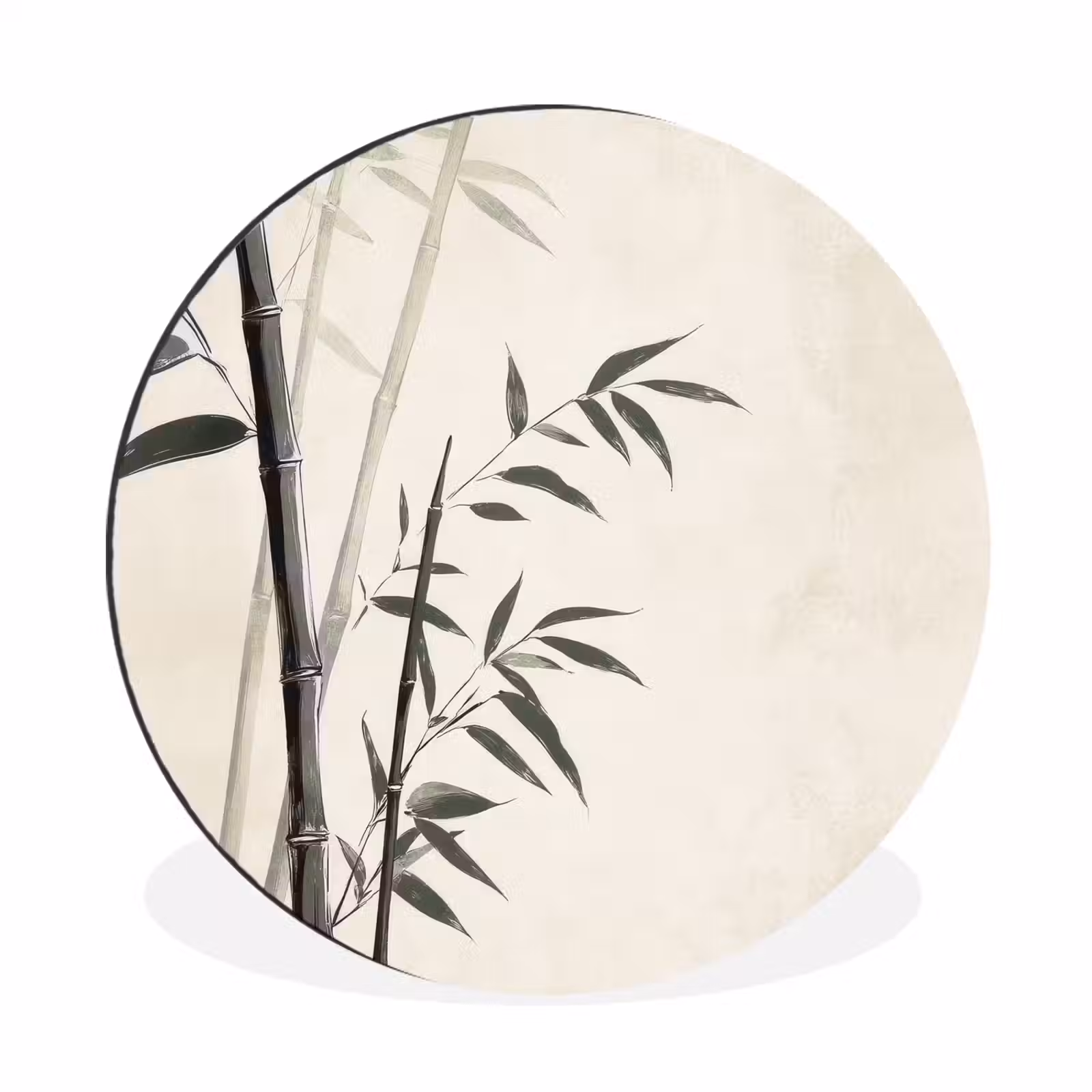Wandcirkel - Aluminium - Japandi - Bamboe - Beige — 1