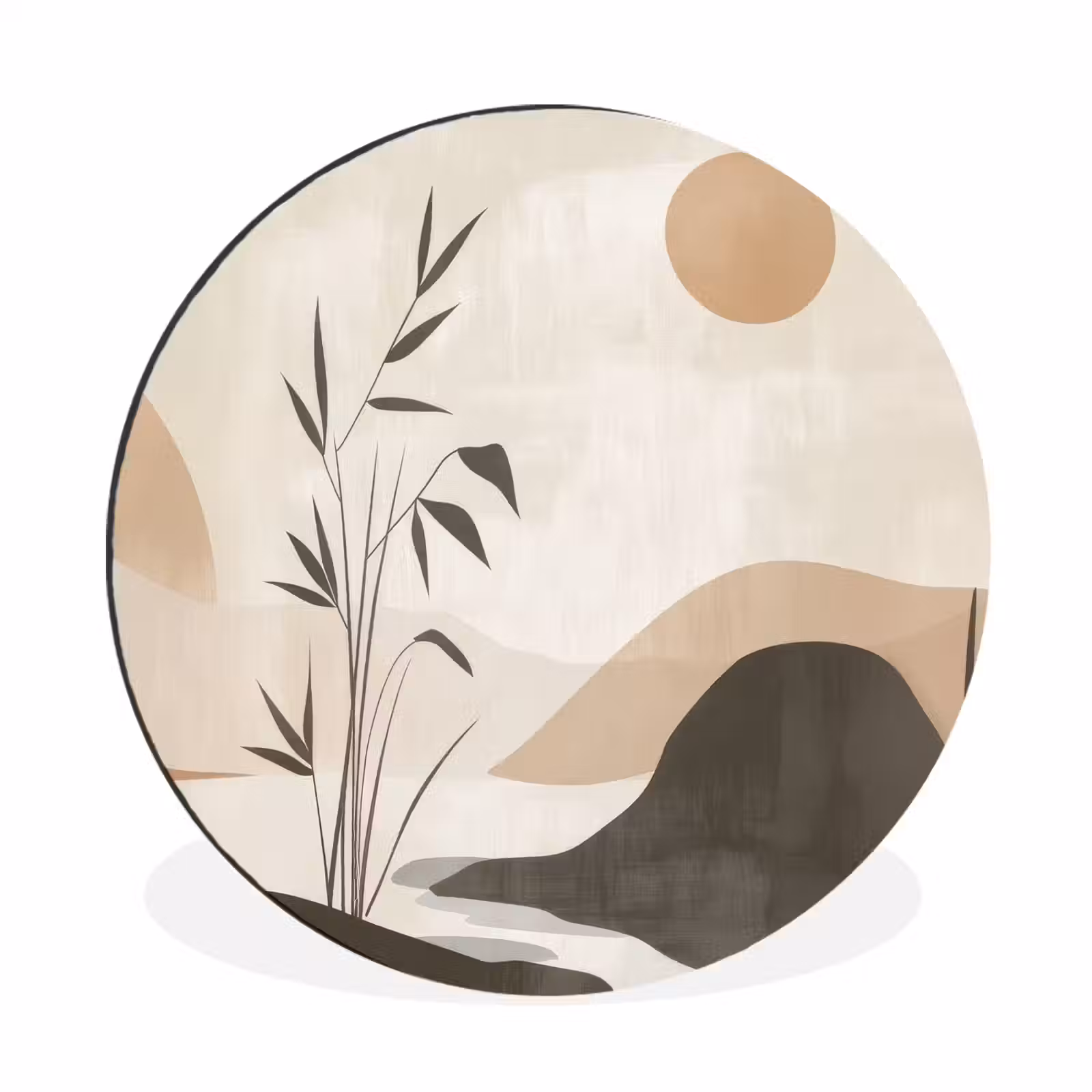 Wandcirkel - Aluminium - Japandi - Landschap - Beige — 1