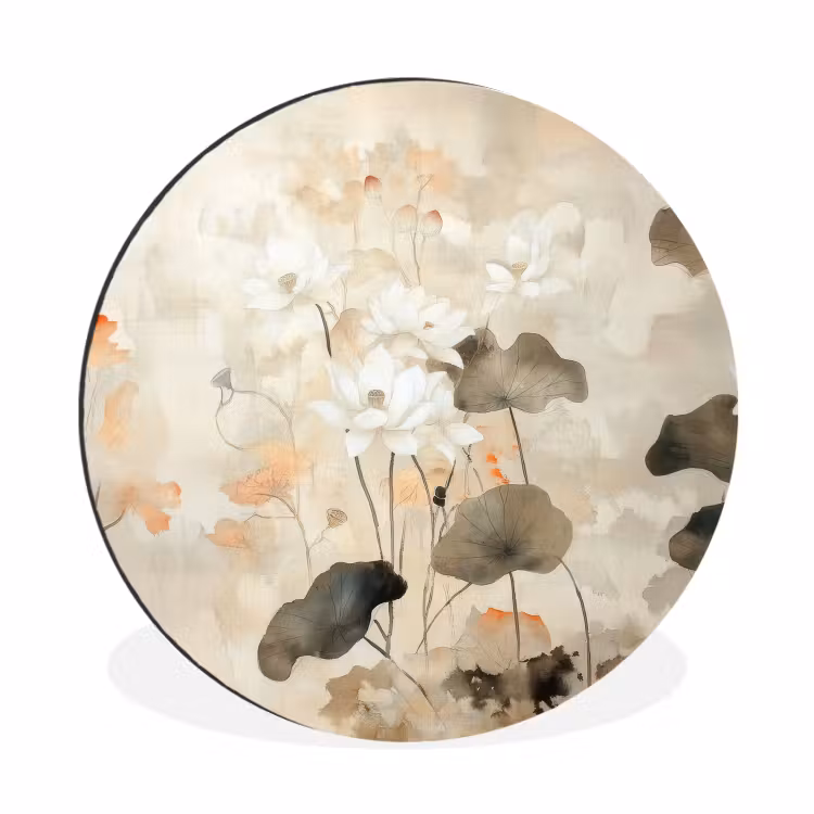 Wandcirkel - Aluminium - Bloemen - Japandi - Wabi sabi — 1