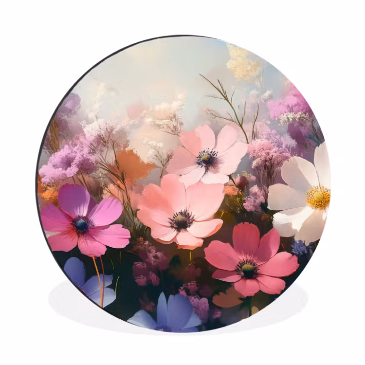 Wandcirkel - Aluminium - Bloemen - Kleurrijk - Bloei — 1