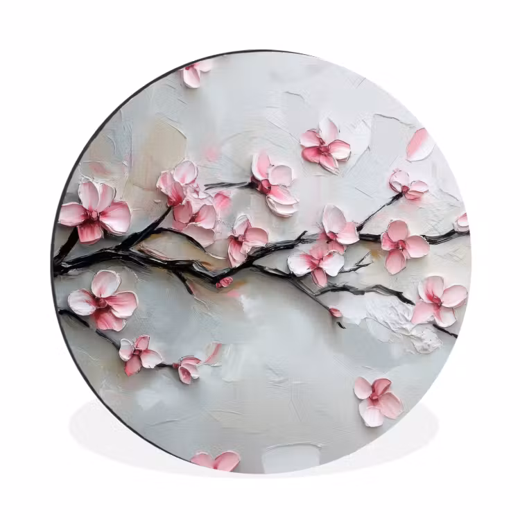 Wandcirkel - Aluminium - Bloesem - Kunstzinnig - Roze - Sakura — 1
