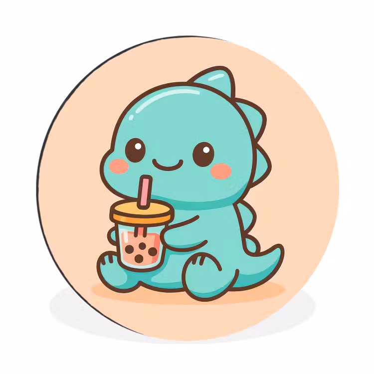 Wandcirkel - Aluminium - Dino - Boba - kawaii - Oranje — 1