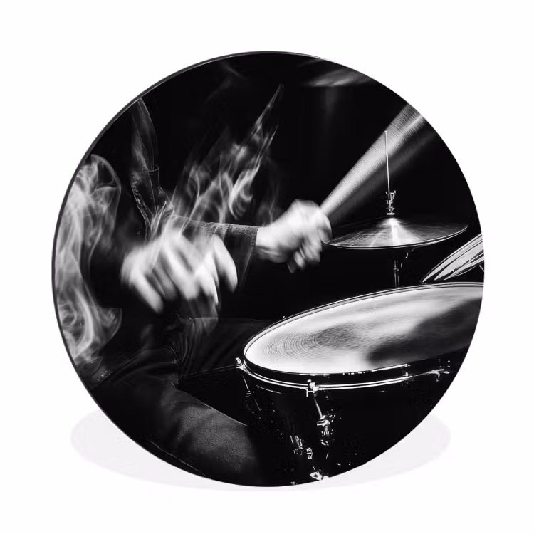 Wandcirkel - Aluminium - Drummer - Zwart - Drumstel — 1