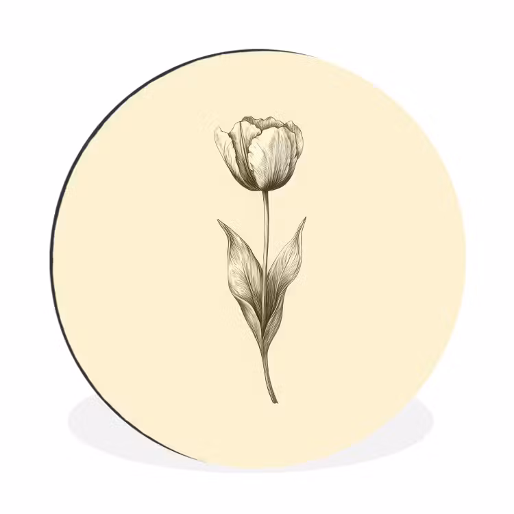 Wandcirkel - Aluminium - Illustratie - Tulp - Zwart — 1