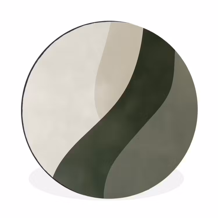 Wandcirkel - Aluminium - Japandi - Groen - Abstract - Modern — 1