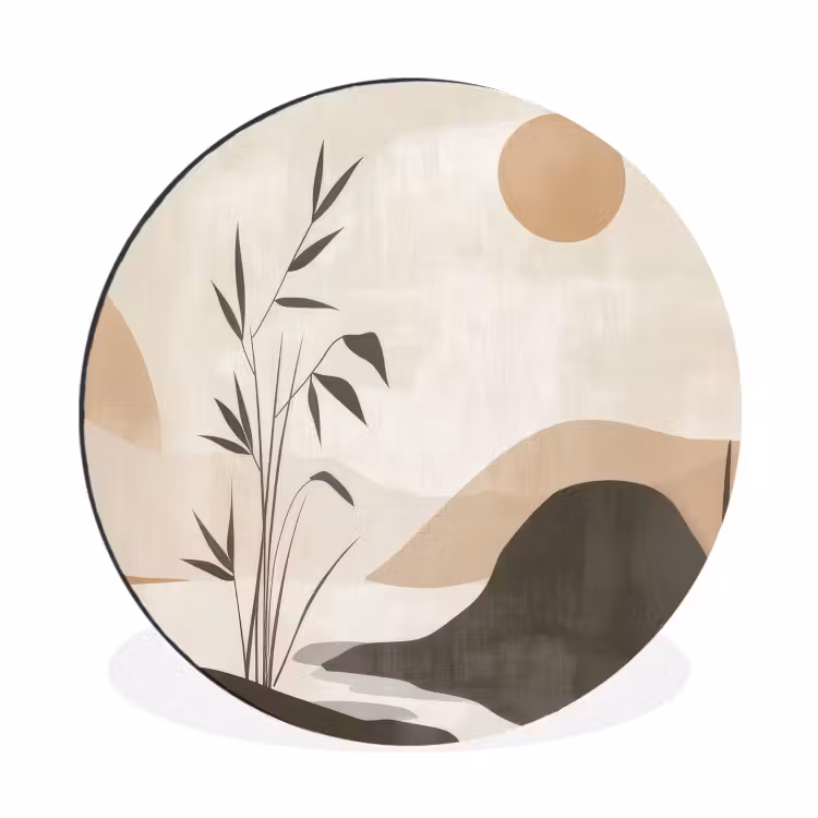 Wandcirkel - Aluminium - Japandi - Landschap - Beige — 1