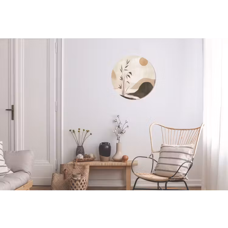 Wandcirkel - Aluminium - Japandi - Landschap - Beige — 2