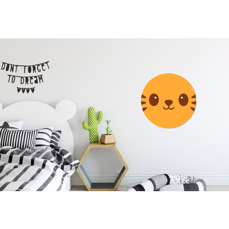 Wandcirkel - Aluminium - Kat - Simplistisch - Oranje - Vrolijk — 5