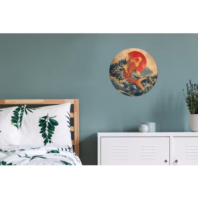 Wandcirkel - Aluminium - Koi - Zee - Golven - Zon — 4