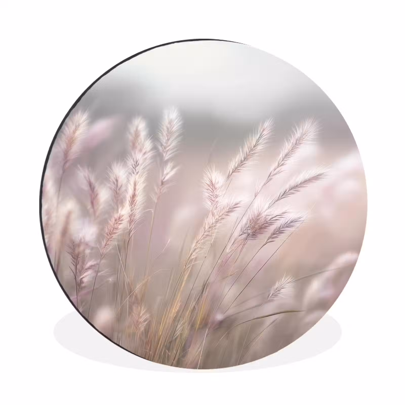 Wandcirkel - Aluminium - Graspluimen - Wind - Beige - Mistig — 1