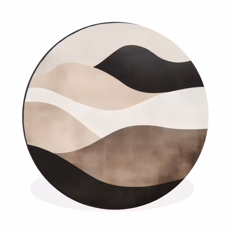 Wandcirkel - Aluminium - Abstract - Landschap - Golven - Crèmekleur — 1