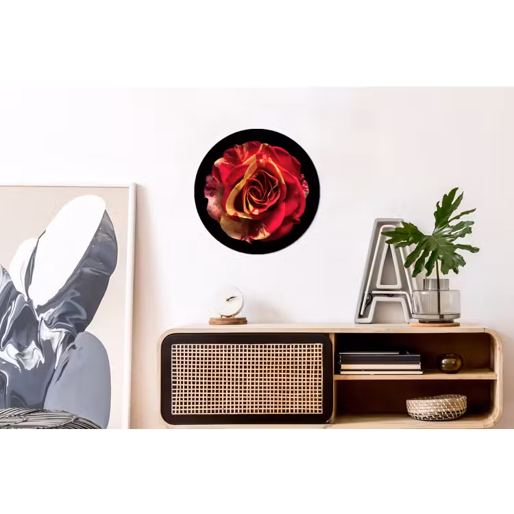 Wandcirkel - Aluminium - Bloem - Roos - Rood - Zwart — 3