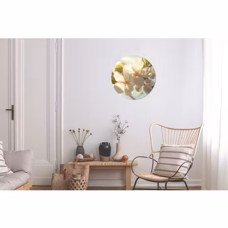 Wandcirkel - Aluminium - Bloesems - Wit - Zonnestralen - Bloemblaadjes — 2