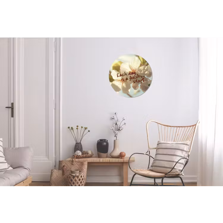 Wandcirkel - Aluminium - Bloesems - Zonlicht - Quote - Wit — 2