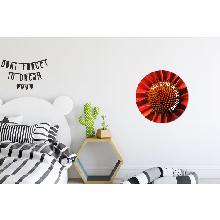 Wandcirkel - Aluminium - Close up - Bloem - Quote - Rood — 5