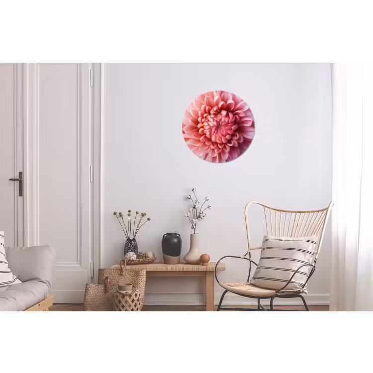 Wandcirkel - Aluminium - Dahlia - Bloem - Close up - Roze — 2