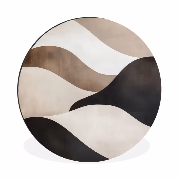 Wandcirkel - Aluminium - Golven - Abstract - Beige — 1