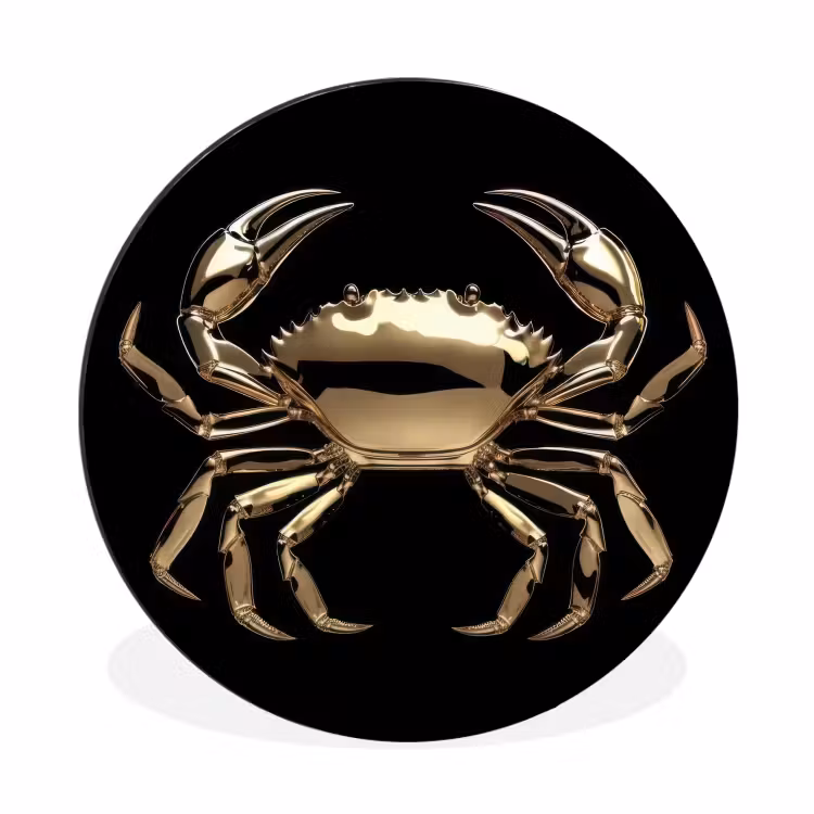 Wandcirkel - Aluminium - Goud - Krab - Dieren - Zwart — 1