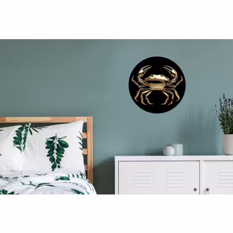 Wandcirkel - Aluminium - Goud - Krab - Dieren - Zwart — 4