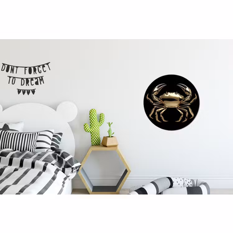 Wandcirkel - Aluminium - Goud - Krab - Dieren - Zwart — 5