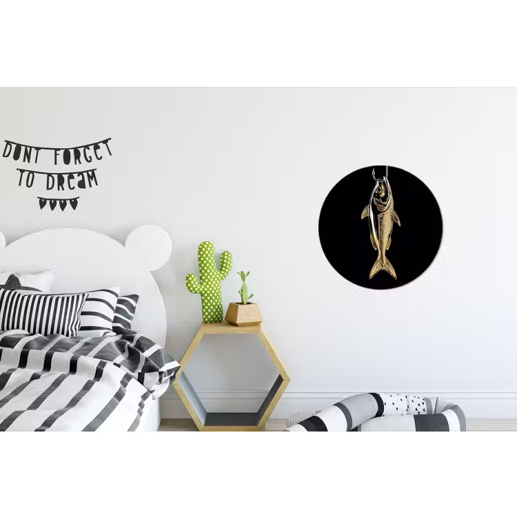 Wandcirkel - Aluminium - Goud - Vis - Haak - Zwart — 5