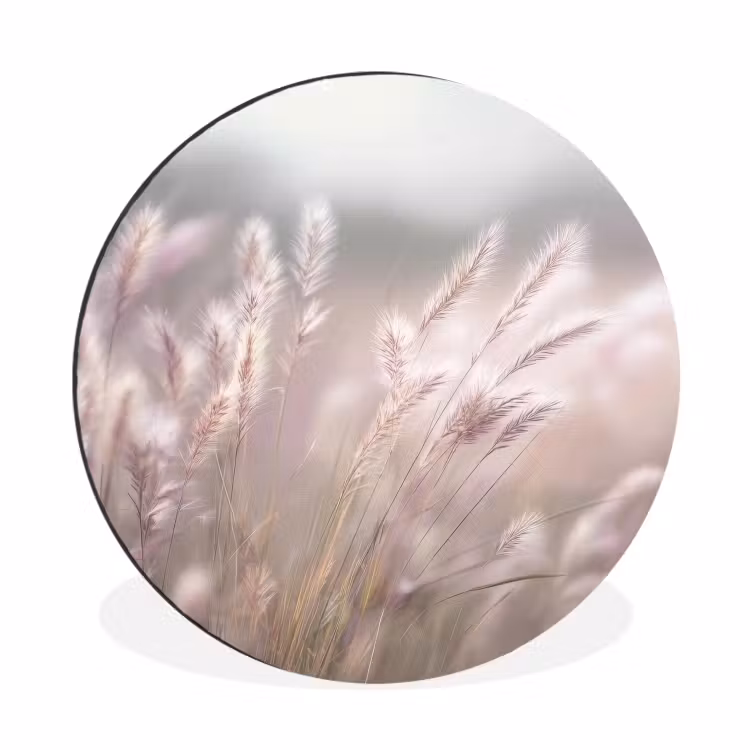 Wandcirkel - Aluminium - Graspluimen - Wind - Beige - Mistig — 1