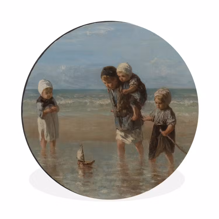 Wandcirkel - Aluminium - Kinderen der zee - Schilderij van Jozef Israëls — 1