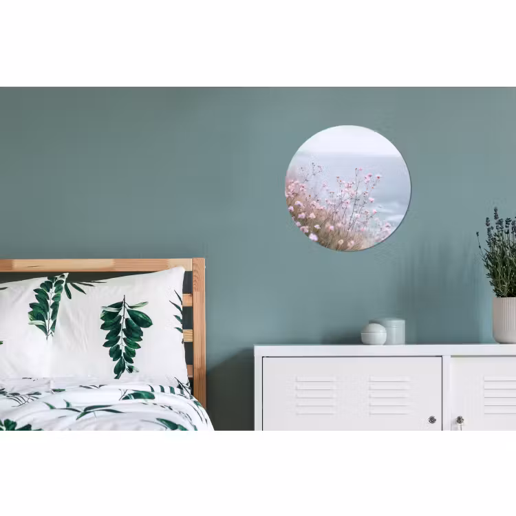 Wandcirkel - Aluminium - Klif - Bloemen - Zee - Roze — 4