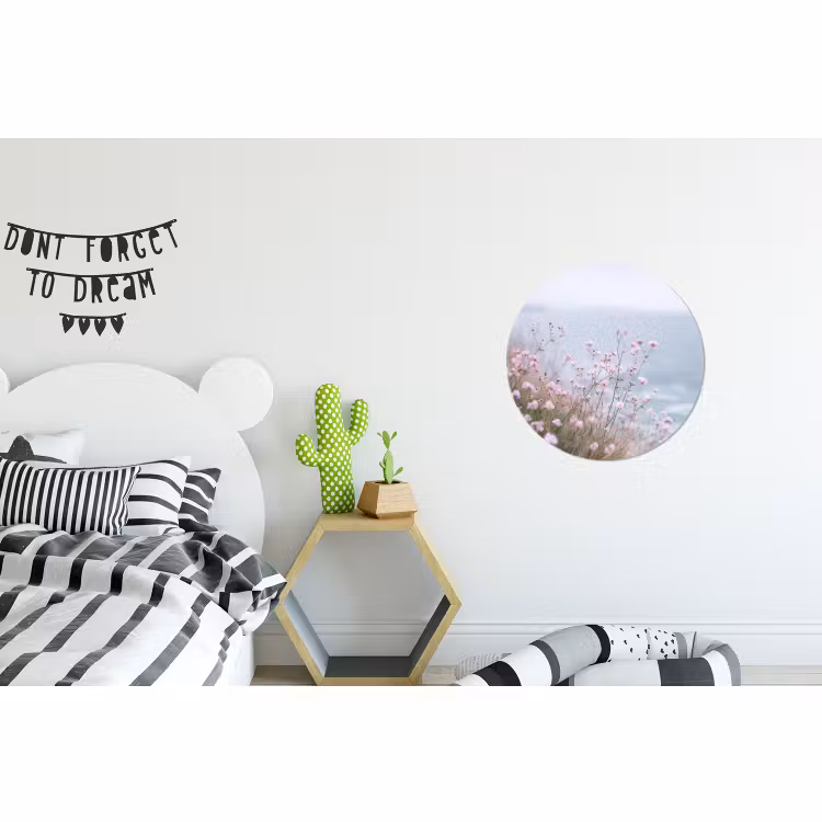 Wandcirkel - Aluminium - Klif - Bloemen - Zee - Roze — 5