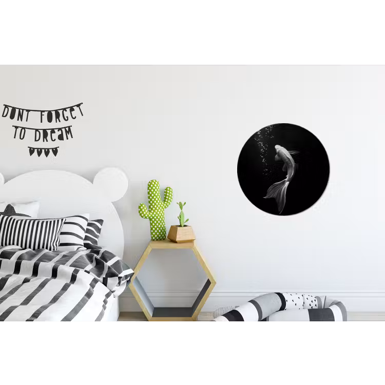 Wandcirkel - Aluminium - Koi - Vis - Wit - Zwart — 5