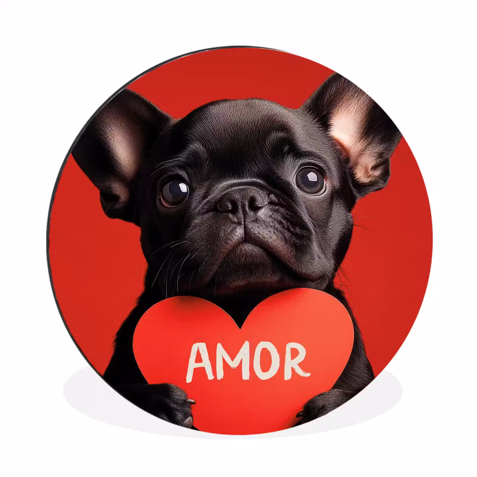 Wandcirkel - Aluminium - Amor - Hond - Hartje - Rood — 1