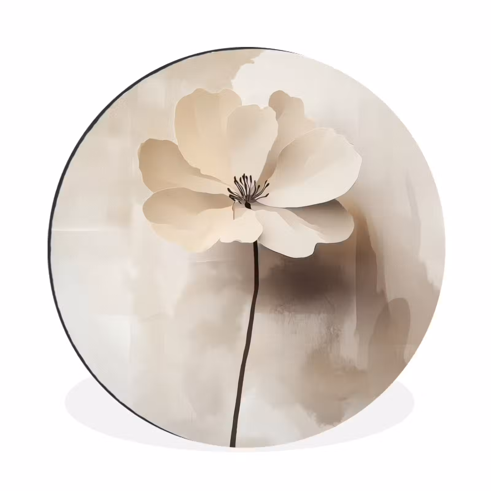 Wandcirkel - Aluminium - Bloem - Beige - Verf - Schaduw — 1
