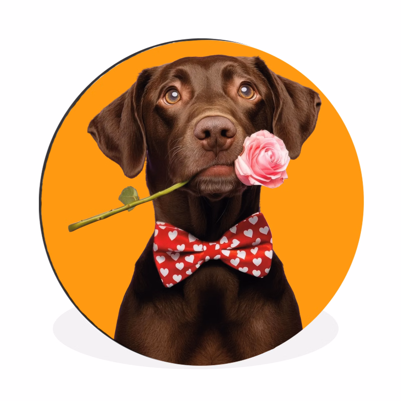 Wandcirkel - Aluminium - Hond - Oranje - Roos - Valentijn — 1