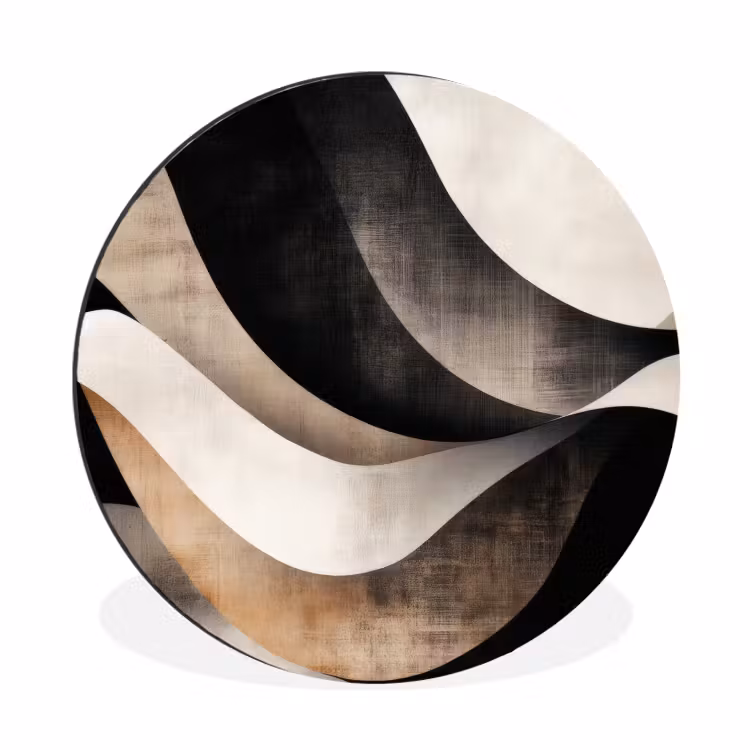 Wandcirkel - Aluminium - Abstract - Golven - Zwart - Verweerd — 1