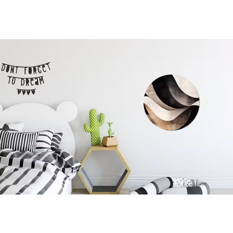 Wandcirkel - Aluminium - Abstract - Golven - Zwart - Verweerd — 5