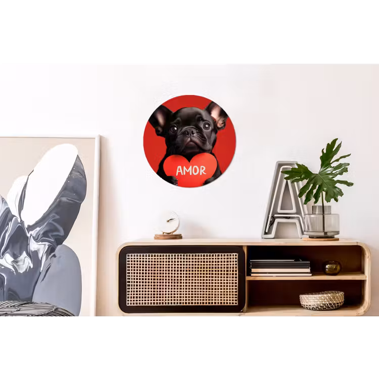 Wandcirkel - Aluminium - Amor - Hond - Hartje - Rood — 3