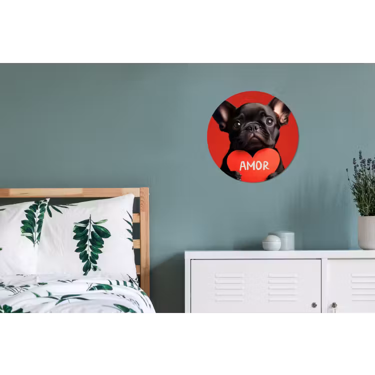 Wandcirkel - Aluminium - Amor - Hond - Hartje - Rood — 4