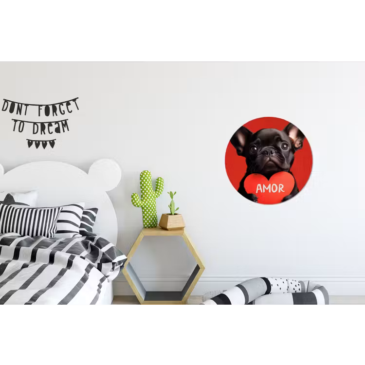 Wandcirkel - Aluminium - Amor - Hond - Hartje - Rood — 5