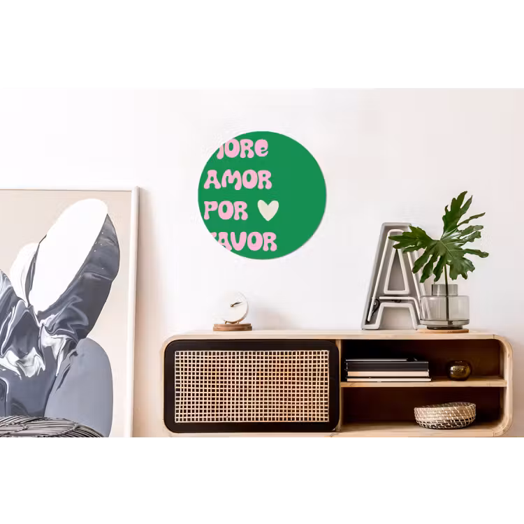 Wandcirkel - Aluminium - Amor - Valentijn - Groen - Tekst — 3