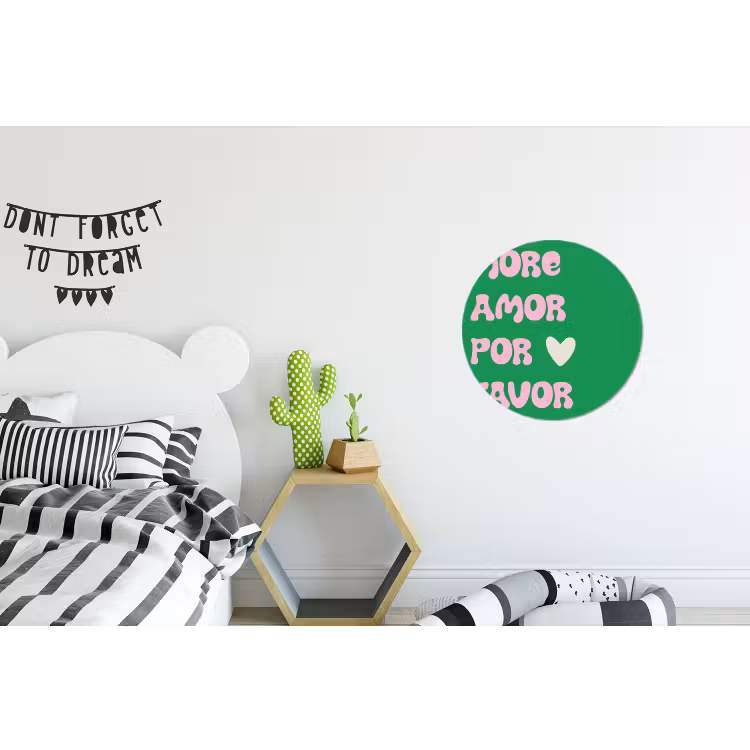 Wandcirkel - Aluminium - Amor - Valentijn - Groen - Tekst — 5