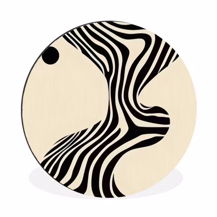 Wandcirkel - Aluminium - Beige - Lijnen - Golvend - Abstract — 1