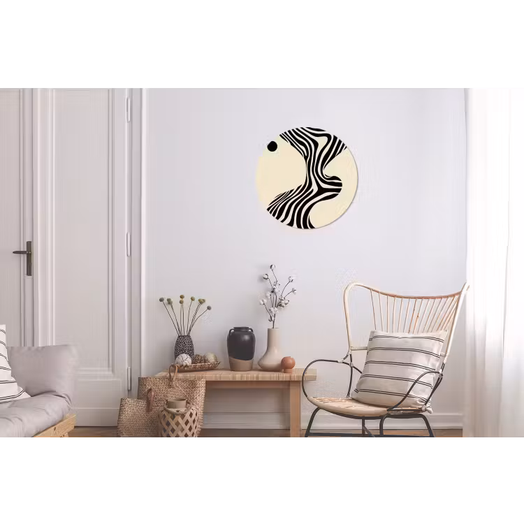Wandcirkel - Aluminium - Beige - Lijnen - Golvend - Abstract — 2