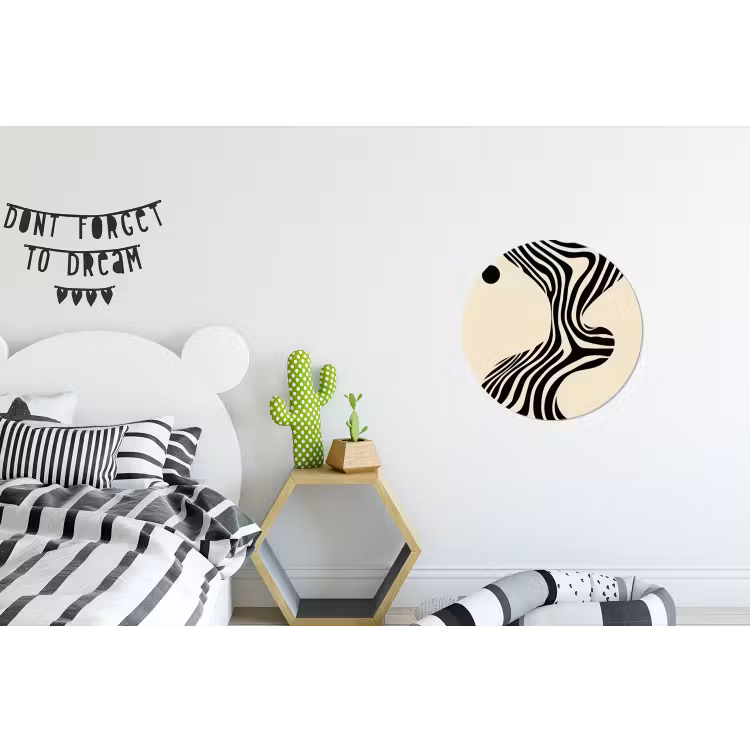 Wandcirkel - Aluminium - Beige - Lijnen - Golvend - Abstract — 5