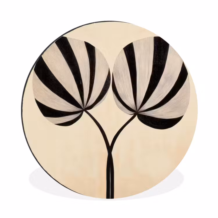 Wandcirkel - Aluminium - Bladeren - Gestreept - Stengel - Beige — 1