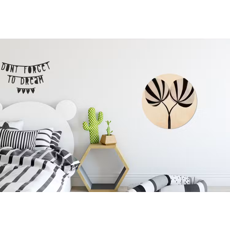 Wandcirkel - Aluminium - Bladeren - Gestreept - Stengel - Beige — 5