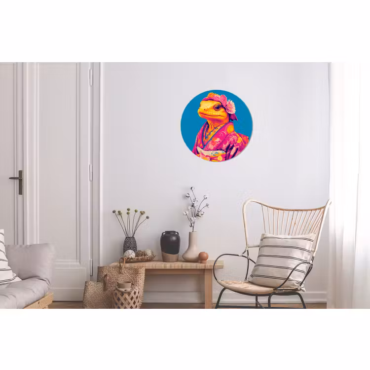 Wandcirkel - Aluminium - Bloemenkrans - Hagedis - Kimono - Paars — 2