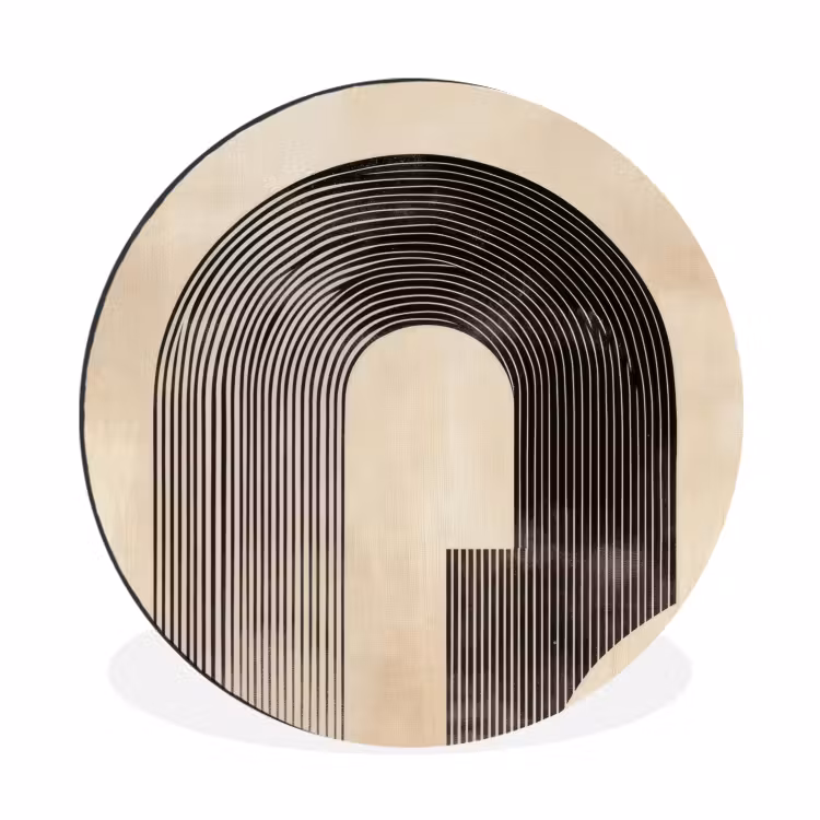 Wandcirkel - Aluminium - Boog - Strepen - Minimalistisch - Zwart — 1