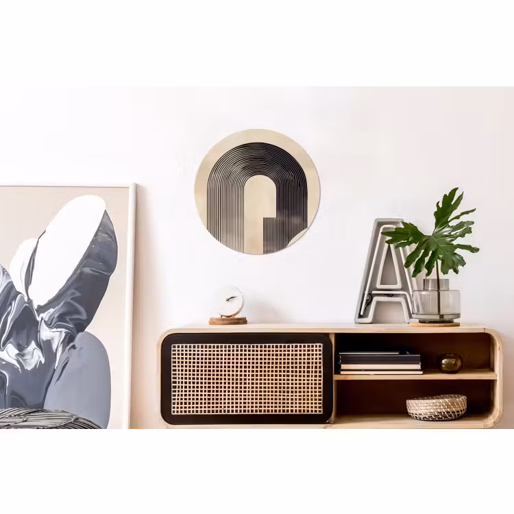 Wandcirkel - Aluminium - Boog - Strepen - Minimalistisch - Zwart — 3