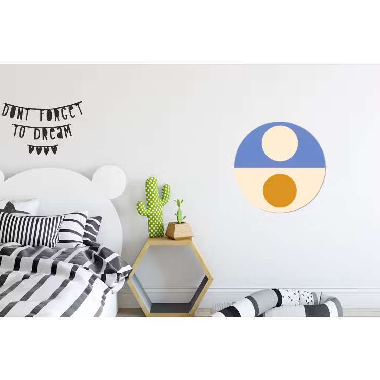 Wandcirkel - Aluminium - Cirkels - Symmetrisch - Wit - Blauw- Geel — 5