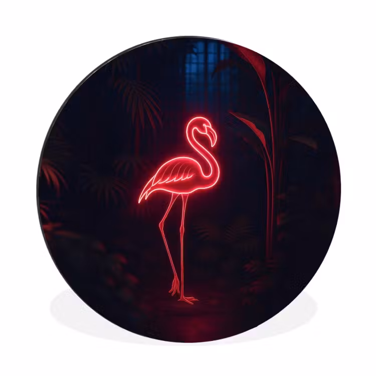 Wandcirkel - Aluminium - Flamingo - Roze - Neon - Licht — 1